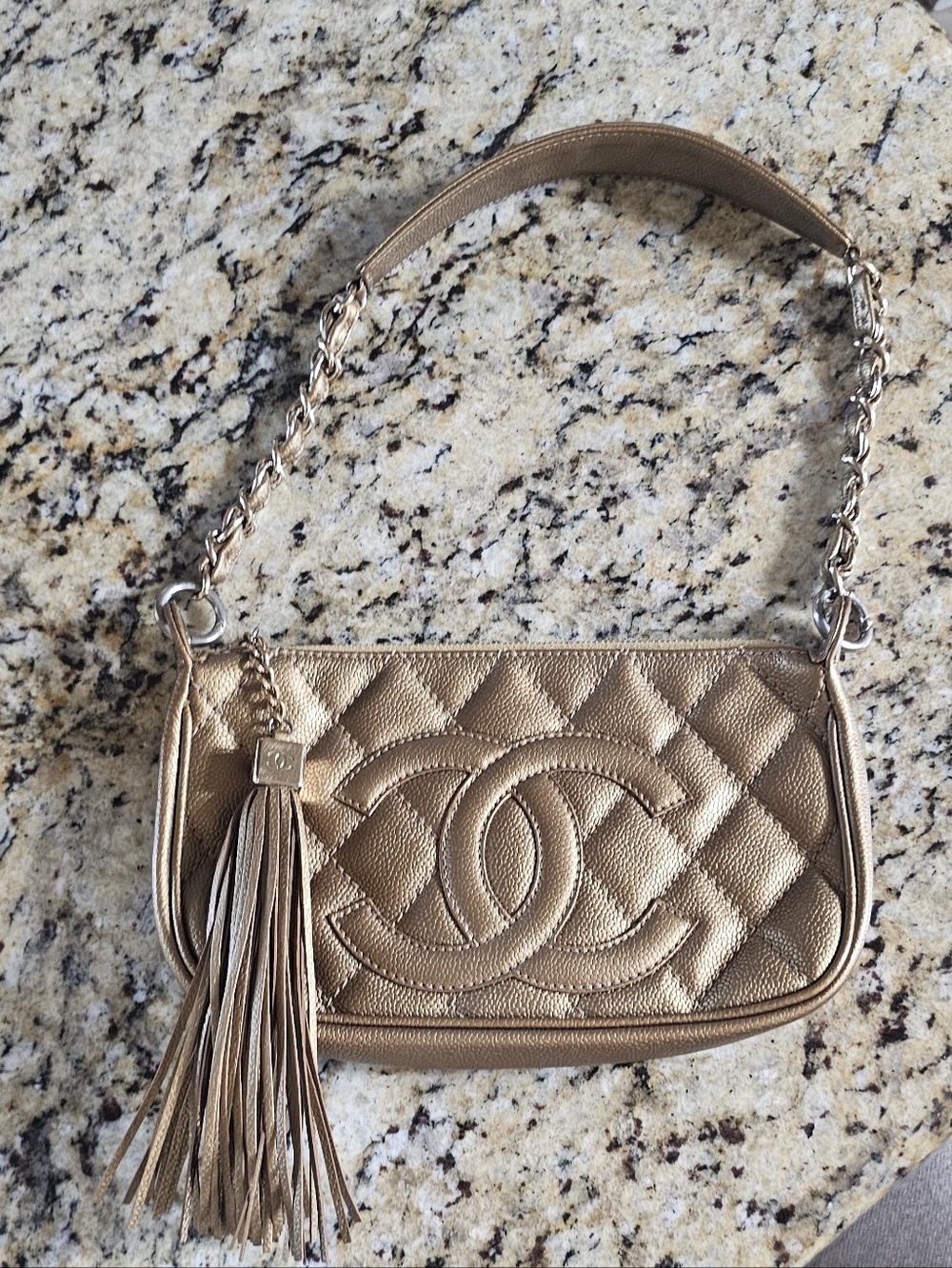 CHANEL Metallic Bronze Timeless CC Pochette